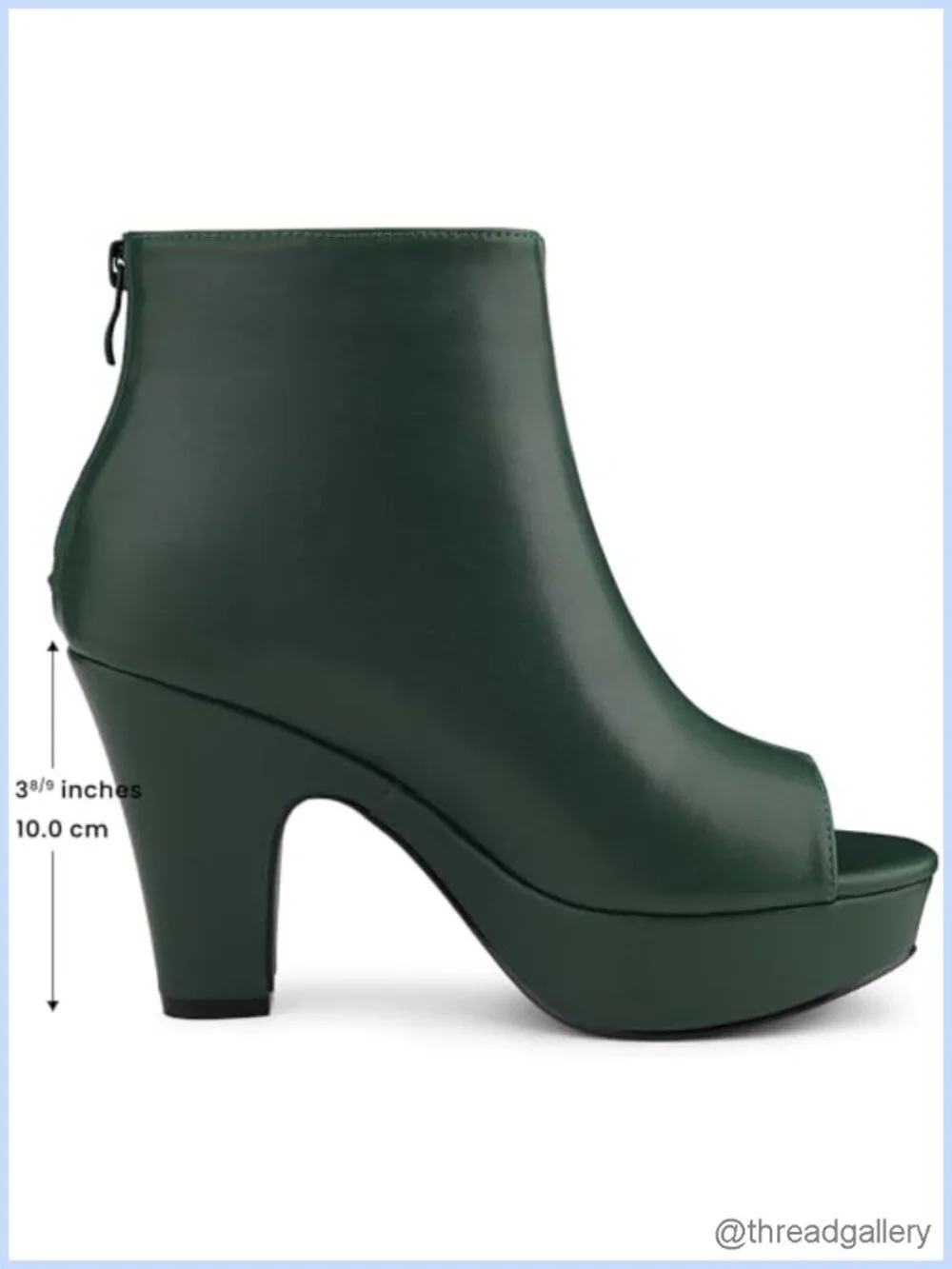 Faux Leather Peep Toe Ankle Boots Chunky Heel Back Zip Platform Booties